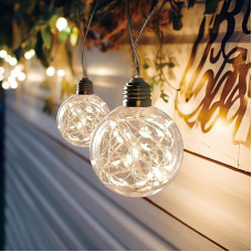 Kalėdų LED gaublių styginių žibintų lemputės - 9 didelės retro lemputės, šiltai balta 2700K, jungiamos ir taupančios energiją, skirtos vidaus dekorui