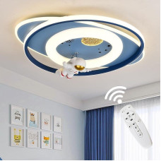 LED lubų šviestuvas vaikų kambariui, kūrybinis animacinių filmų astronautų vaikų kambario šviestuvas su nuotolinio valdymo pulteliu, reguliuojamas lubų šviestuvas vaikų darželio miegamajam