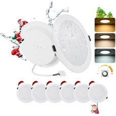 6 x 16 W LED lubų šviestuvas, plokščias, reguliuojamas, 1400 lm, IP44, LED prožektoriai, lubų šviestuvas, itin plonas, montavimo gylis 25 mm, LED šviestuvas 150 mm, šilta balta / neutrali balta / šalta balta, skylė: φ145-160