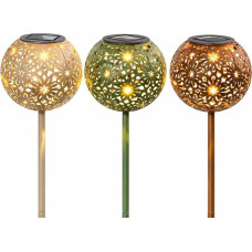 formano 3er Set Solar LED Gartenstecker Metall Gartenleuchten Kugel 15x15x100 cm - IP44 warmweißes Licht - Erdspieß - Farben beige grün braun - Outdoor Deko für Garten & Weg und Beet