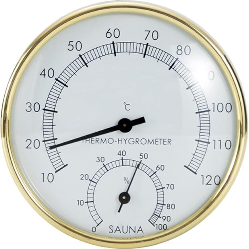 Temperatur- und Luftfeuchtigkeitsmesser für Sauna- und Außenanwendungen mit Präzisionskalibrierung und robuster Ausführung