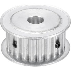 sourcing map Zahnriemenscheibe, 5 m, 26 Zähne, 10 mm, Bohrung, Aluminiumlegierung, Synchronrad, Getriebe für 3D-Drucker, CNC-Maschinen, Industrie, Silber