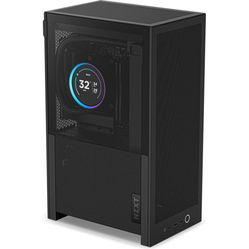 H2 Flow - Mini-ITX 20,7 l didelio oro srauto kompiuterio korpusas - 2 x 120 mm viršutiniai ventiliatoriai ir PCIe 5.0 pakopos kabelis - 331 mm grafikos plokštė - 280 mm radiatorius - juodas