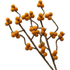 2 šakelių su oranžinėmis uogomis rinkinys, pagamintas iš veltinio su lanksčiu koteliu, apie 30 cm, rankų darbo dekoratyvinės gėlės individualiems kūriniams, tvari dovana, sąžininga prekyba, tikroviškos dirbtinės gėlės