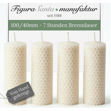 Beeswax Advent Candles Set of 4 Candles Advent Wreath Pillar Candles Made of 100% Beeswax Plates Christmas Candles Size: 10 x 4 cm Long Burning Time Approx. 7 Hours