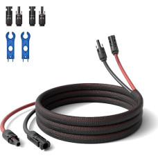 Solar Cable 4 mm 2.2 m Extension Cable for Solar Panel, 1000 V PV Cable 4 mm2, IP67 Balcony Power Plant Extension Cable (2 m)