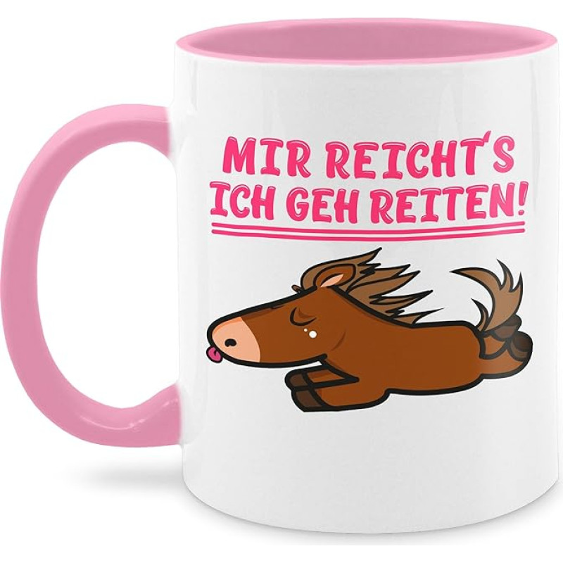 Puodelis 325 ml - Pareiškimas - Mir reichts ich geh reiten - 325 ml - Rožinis - Kavos puodeliai Posakiai Pareiškimai Žirgų posakiai Posakiai Kavos puodelis Pareiškimas Puodelis Su Naujaisiais metais Žirgų Draugai Naujieji metai