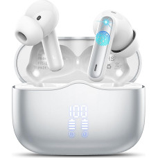 xinwld Bluetooth Headphones, Wireless Bluetooth 5.3 In-Ear Headphones with 4 ENC Noise Cancelling Mic, Wireless Headphones Deep Bass Wireless Earbuds 40 Hours, IP7 Waterproof Earphones, Silver
