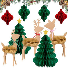 Kalėdų interjero dekoracijos, Kalėdų stalo dekoracijos, Kalėdų eglutės dekoracijų popierius, 3D šiaurės elnių medaus korio kalėdinė dekoracija, naujas ir daugkartinio naudojimo kalėdinių dekoracijų popierius, 9