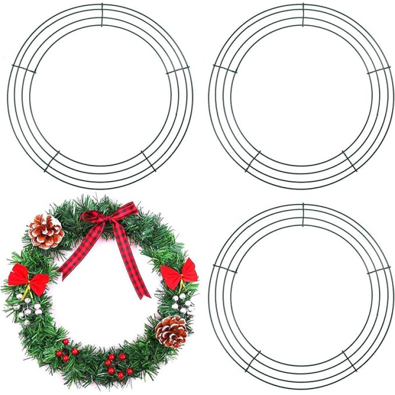 QISF vielos vainiko rėmelis 16 colių metalinis kalėdinis vainikas žiedas amatų vainiko bazė Kalėdų padėkos dienos Helovino vestuvių vainiko rėmelis vainiko gaminimo reikmenys 4 pakuotė
