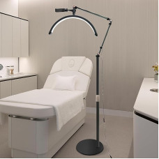 Blakstienų LED grindų lempa, grindų lempa blakstienoms priauginti, blakstienų lempa su telefono stovu, 360° pasukamas pusmėnulio formos grožio šviestuvas, grindų lempa, 3000 K - 6000 K, skirta tatuiruotojams ir kosmetologams