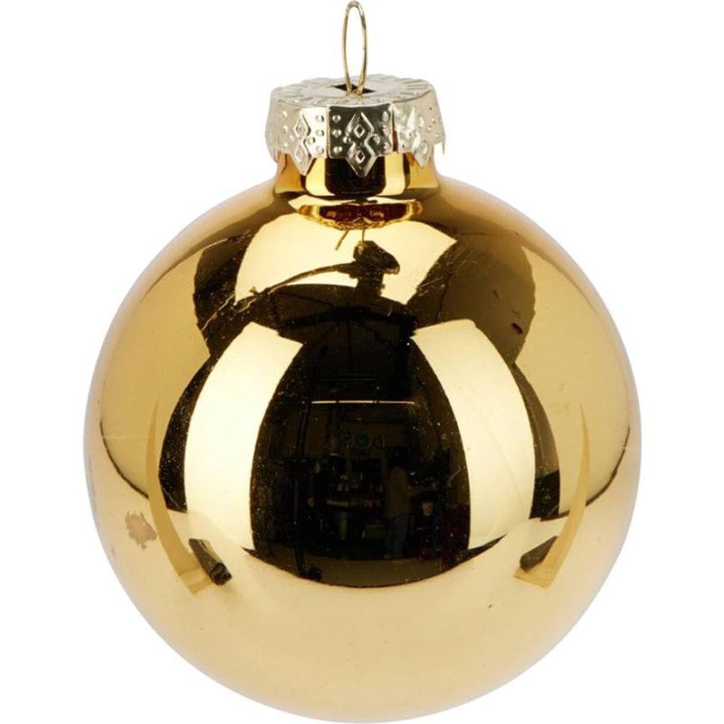 Well Home Set mit 12 Weihnachtskugeln, goldfarben, Ø 6 cm, glänzend und matt