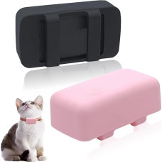 Silikoninis laikiklis, suderinamas su Tractive Cat Mini-Tracker, Gummi-Zubehör, patikimas stabilus GPS ieškiklis, Schwarz, Rosa, 2 Stück