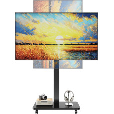 Mobilus televizoriaus stovas, Mobiler TV Ständer chwenkbar für 10-42 Zoll Plasma Flachbildschirme und Curved TVs und Monitore, Maximale Tragkraft 30kg, 90°Drehung, 3 Stufig Höhenverstellbar, Max VESA 200x200 Schwarz
