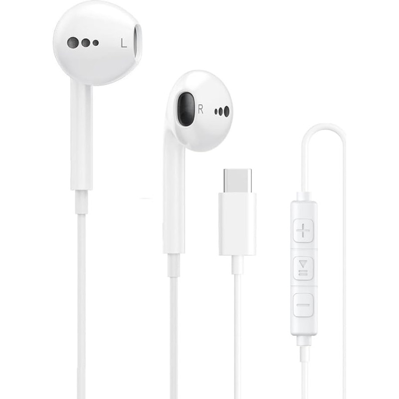USB C ausinės iPhone 17 16 15 Pro Max C tipo ausinės su mikrofonu ir nuotolinio valdymo pulteliu, skirtos Samsung Galaxy S25 Ultra S24 S23 S22 S21 S20 Pixel 8 9