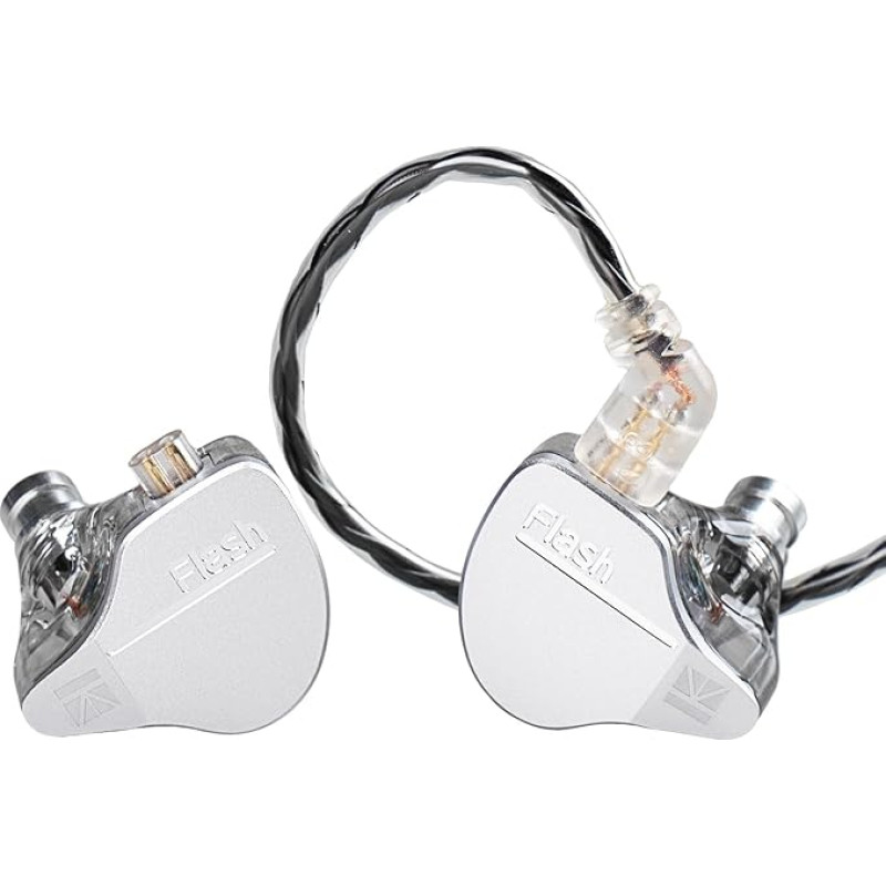 keephifi Kbear IEM Flash 1BA+1DD ausinės HiFi In-Ear Monitor, In-Ear Monitor su CNC dangteliu, 10 mm dinaminis garsiakalbis, nuimamas laidas (pilkos spalvos, be mikroschemos)