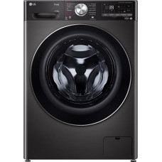 LG V9WD128H2B, Class A, washer dryer 12-8 kg, 1360 rpm, AI Direct Drive, refill function, quick wash cycle in 39 minutes, with steam, 60 x 61 x 85 cm, black stainless steel