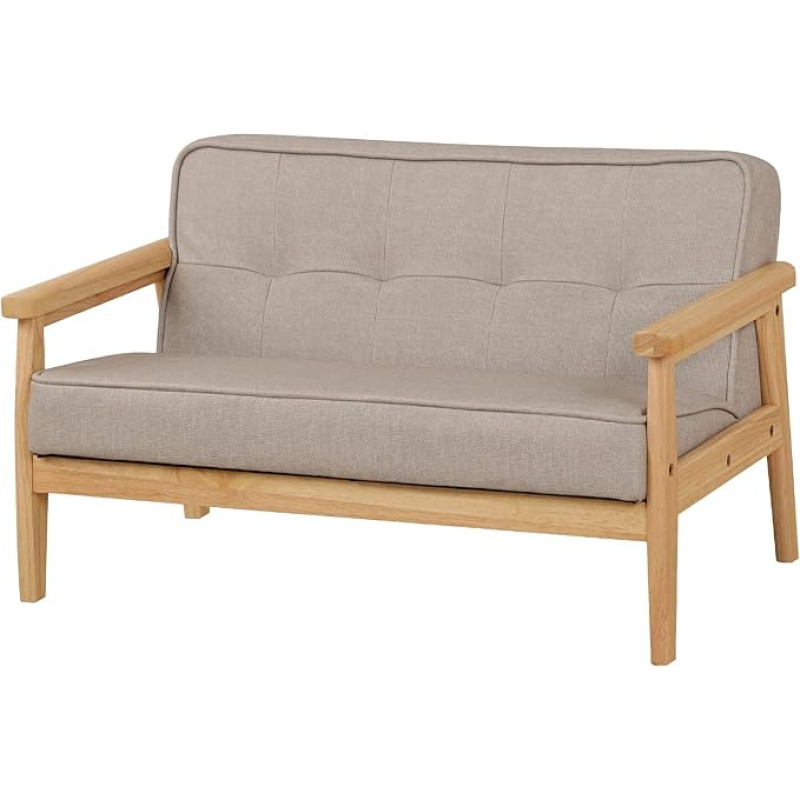 Vaikiška sofa PVC odos porankis sofa medinis rėmas kojos 2 sėdimos vietos vaikiškos sofos berniukams mergaitėms (šviesiai pilka)