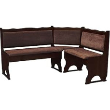 k koma Corner Bench Upholstery Pine Wood Nut Colour with Padding Solid Wood Brown (160 x 160)