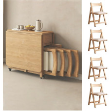 Ausziehbarer Esstisch Set für 4-6 Massivholz Klapptisch & Stühle mit Stauraum & Rollen Platzsparendes Design für kleine Wohnungen 1x4 Tisch Set
