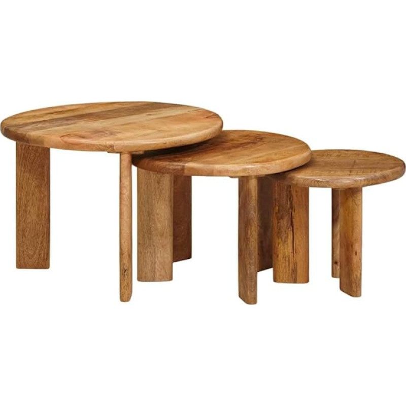 Nesting Couchtisch Set 3er Massivholz Mango 54x54x40 cm Modernes platzsparendes Wohnzimmer Side Table klein für Living Room Schlafzimmer Flur