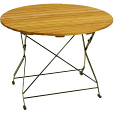 DEGAMO TÖLZ 100 cm apvalus sulankstomas plokščias plieninis stalas žalias + Robinia Outdoor