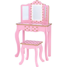 Fantasy Fields TD-11670LL Children's Dressing Table with Mirror and Stool with Lights Pink / Gold