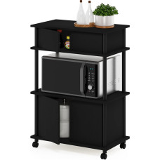 Furinno Turn-N-Tube Kitchen Storage Cart with Cabinet, Americano/Black