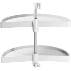 Emuca - Set of swivel trays for kitchen corner unit, 1/2 carousel of Ø750mm for 900mm blind corner, white
