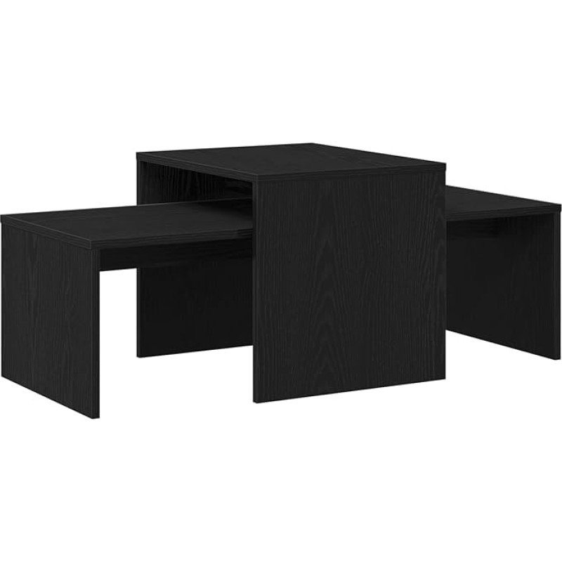Couchtisch-Set Zwei Tische aus Holzwerkstoff in Schwarz Eichen-Optik 100x48x40 cm zum Kombinieren oder Stapeln für eine platzsparende Aufbewahrung, einfach zu montieren