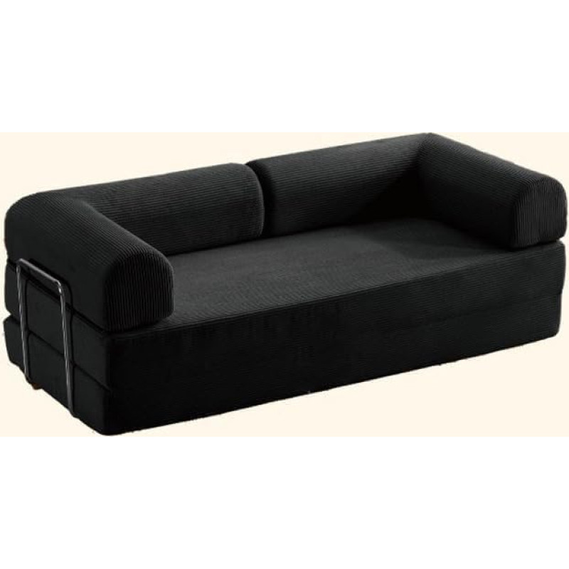 Kompresinė sofa, transformuojama sofa-lova, dvivietis velvetinis čiužinys, sulankstomas, patogus svetainės kambarys, funkcinė atminties putų sofa su porankiais, sofa mažoms erdvėms (180 cm / 70