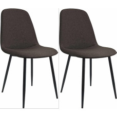 CLP Maryam Dining Room Chairs, Upholstered Kitchen Chairs with Backrest and Black Metal Frame, Maximum Load 150 kg, Colour: Brown, Material: Fabric