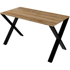 AKKE Virtuvės stalas Valgomojo stalas virtuvei Valgomojo stalo kojos Metalinės X formos Aukštis 73 cm 90 x 60 cm Retro mediena
