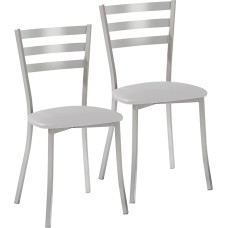 ASTIMESA SCRRGR Dvi virtuvės kėdės iš dirbtinės odos, metalinės, pilkos spalvos Altura de asiento 45 cm
