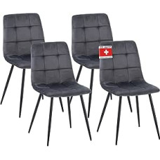 ALBATROS Bora Dining Room Chairs with Velvet Cover, Set of 4, Anthracite, Stylish Vintage Design, Maximum Load 110 kg, Upholstered Chair - Modern Kitchen Chair, Dining Room or Dining Table Chair