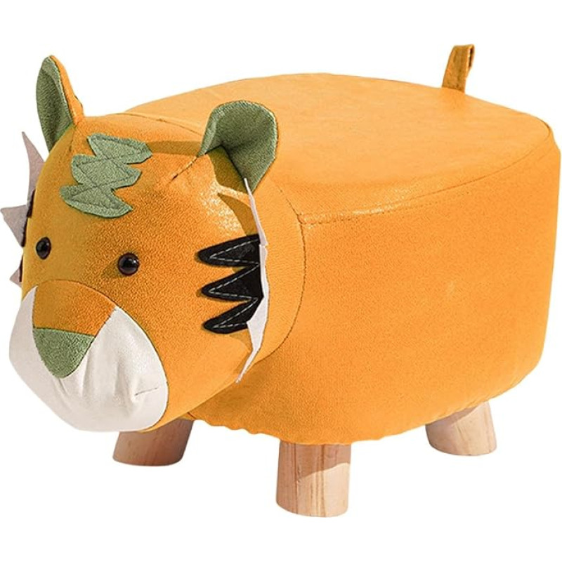 Milageto Animal Footstool Shoe Changing Stool Cute Cartoon Learning Stool Footrest Seat Cushion Chair for Living Room Bedside Entryway Orange Tiger