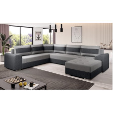 Generisch Chief Sofa Kanapės komplektas Kampinė U formos sofa su miego funkcija ir lovos dėže Gyvenamasis kraštovaizdis Malmo 90/Malmo 96 Plotis 304 cm Gylis 217 cm Sėdynės aukštis 42 cm