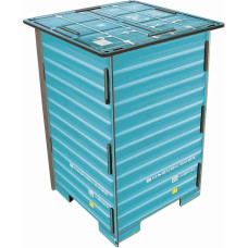 Werkhaus - Photo stool in container look, turquoise, 42 x 29.5 x 29.5 cm (CO1043)