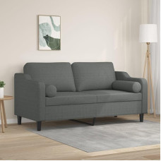 2 vietų sofa su dekoratyvine pagalvėle Sofa Sofa Lounge sofa Minkšta sofa Poilsio sofa Svečių sofa Dvigulė sofa Loveseat Sofos svetainei Miegamojo kambarys Svečių kambarys Tamsiai pilka 140 cm audinys