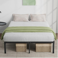 Novilla Bettgestell 140 x 190 cm, Metallbett mit Metall Lattenrosrt, Bettgestelle 30,5cm Höhe, Leichte Monrtaghe und Stauraum unter dem Bett, Schwarz