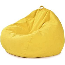 STTC Didelis Bean Bag sėdynės pagalvėlių dangtelis, Bean Bag išorinis dangtelis, aukščiausios kokybės keičiamas dangtelis Pear formos Bean Bag su užtrauktuku, be užpildo, geltonas, L
