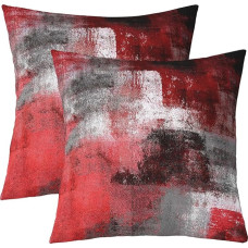 Red Black Cushion Covers 24x24 Set Grunge Ombre Pillow Cases for Kids Teenagers Adults Graffiti Oil Painting Cushion Covers Watercolor Modern Art Decorative Accent Pillow Cases Soft