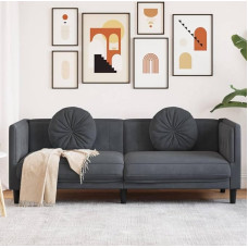 LAPOOH 372643 Sofa with Cushion 3-Seater Dark Grey Velvet, Lounge Sofa, Sofas & Couches, Relax Sofa, Couch for Living Room, Couch with Sleep Function