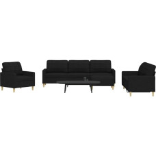 3-TLG. Sofagarnitur Hellgrau Stoff, Sofa-Set mit robustem Metallrahmen für EIN bequemes Sitzerlebnis und weicher Polsterung