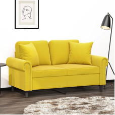 2 vietų sofa su dekoratyvine pagalvėle Sofa Sofa Lounge sofa Minkšta sofa Atsipalaiduoti sofa Dvigulė sofa Svečių sofa Loveseat Sofos svetainei Miegamojo kambarys Svečių kambarys Geltonas 120 cm aksomas