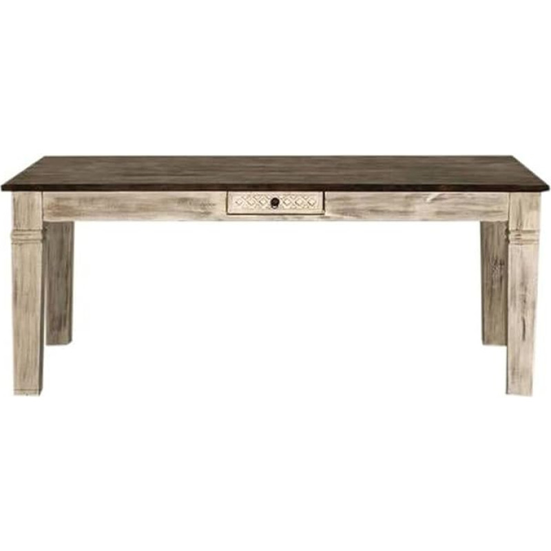 MASSIVMOEBEL24.DE Kolonijinio stiliaus Mango medžio masyvo baldų valgomojo stalas 150 x 90 cm Akacijų masyvo baldai Kolonijinio medžio masyvo pilis Antikvarinis #107