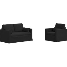 2 vnt. sofų ir sofų komplektai Schwarz Stoff Sofų komplektai für Wohnzimmer, Schlafzimmer, Büro (139 x 78 x 80 cm)