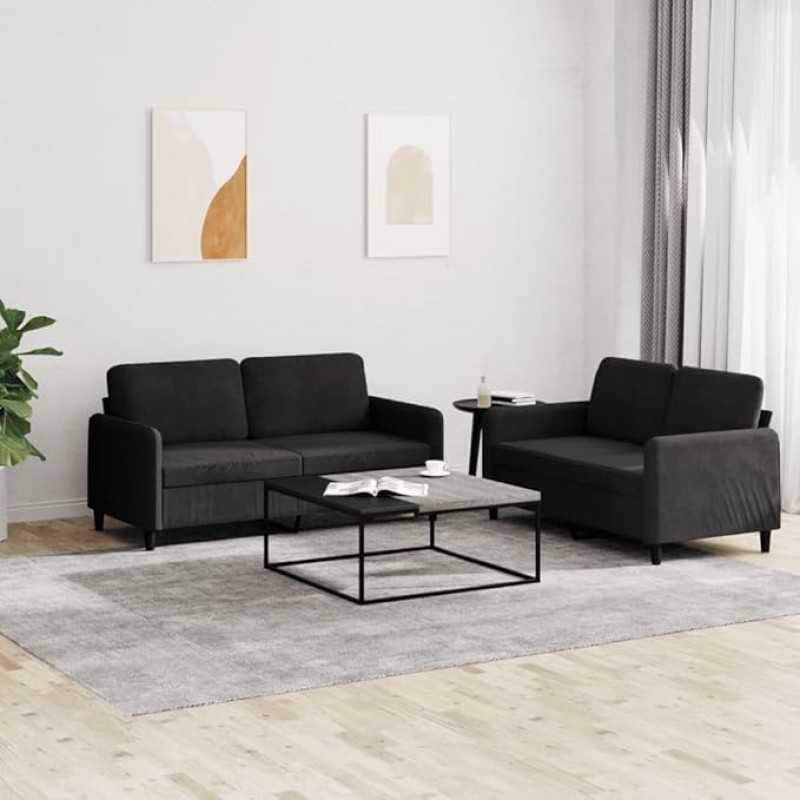 ShGaxin 2-TLG. Sofagarnitur Schwarz Samt, Loungesofa, Sofos ir sofos, Relaxsofa, Sofa für Wohnzimmer, 3201979