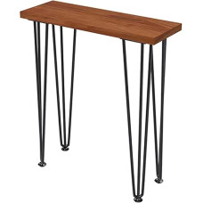 Hairpin Bein Konsolentisch, Massivholz Schmaler Eingangstisch mit Schlanken Schwarzen Beinen und Warmem Holz-Top, Moderner Industrieller Sofa Tisch für Flur, Wohnzimmer, Diele(80cm/31in)