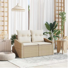 Modulares Gartensofa Poly-Rattan als rechteckiges Gartensofa im Gartenmöbel-Set mit Kissen für Outdoor-Bereiche, Garten-Sofa mit Kissen 123 x 62 x 69 cm